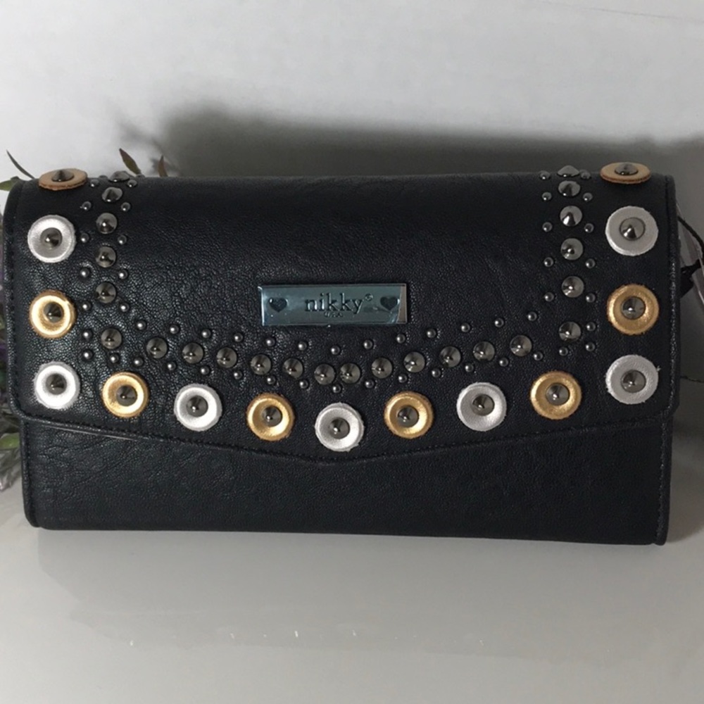 Nicole Lee(Nikki)Studded Black Trifold Wal…